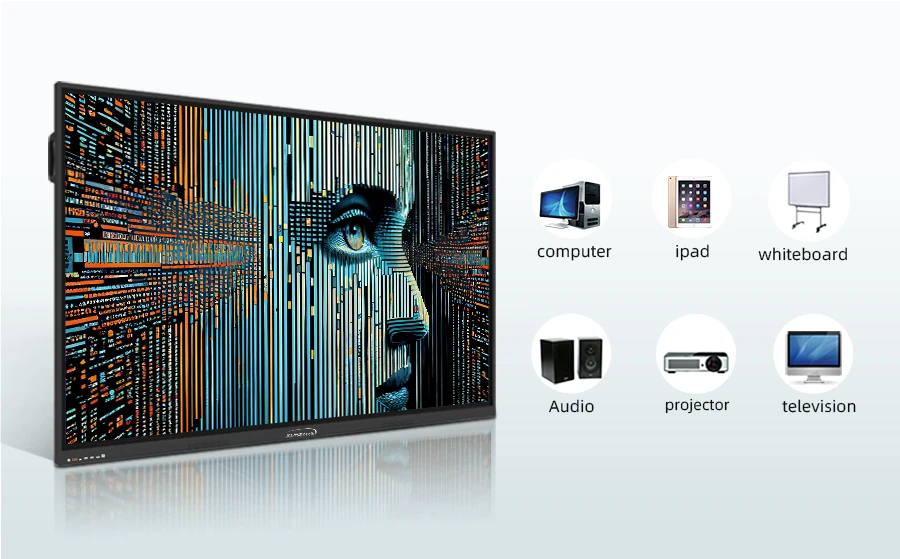 100-inch 4K digital portable smart board for conference, suitable for school teaching interactive electronic whiteboard