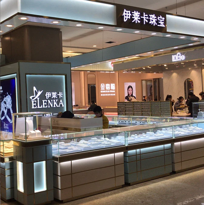 Hot Selling Window Front Counter Design Round Glass Jewelry Display Cabinet Showcase for Jewelry Store
