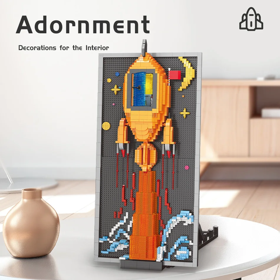 MOYU Block plastic diy scene rocket embossment mini bricks building blocks