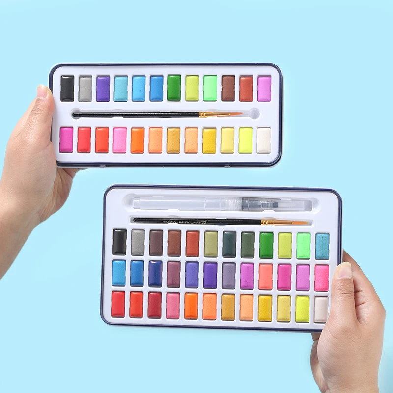 Painting Travel Pigment Artist Professional Portable Solid Watercolor Paint Set 12 Colors Solid Watercolor Paints