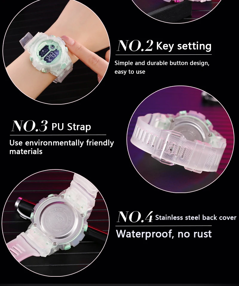 Unisex Waterproof Led Wristwatch with Alarm Clock 12/24 H Stopwatch Calendar Boys and Girls Children Sports Digital Watches