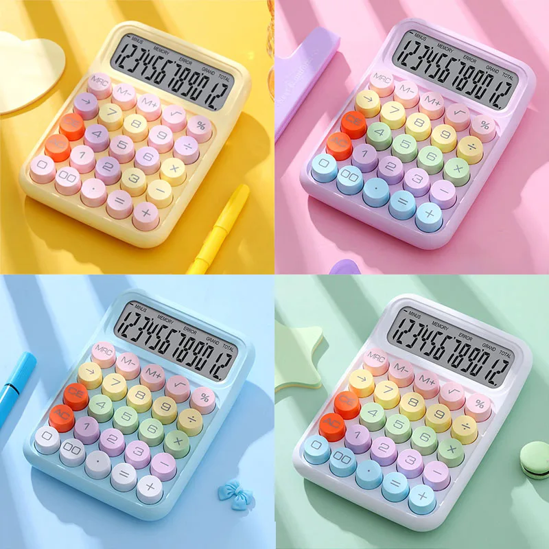Colorful 12 Bit Cute desktop calculator Silent Mechanical Keyboard Learn Office Science Calculator
