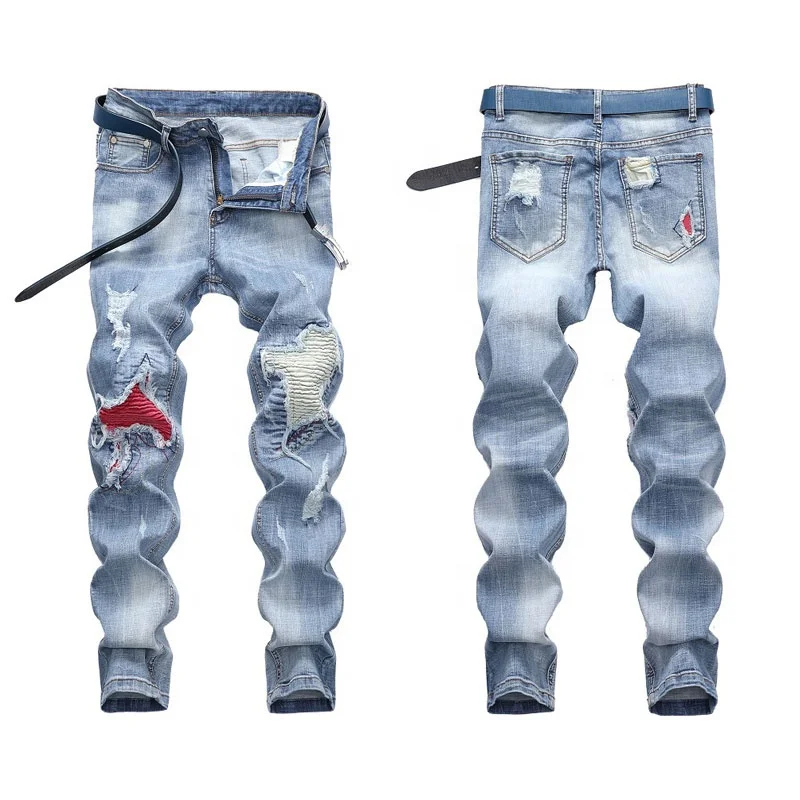 Men Faded Skinny Fit Jeans High Quality  Individuality Fashion Pants for Men Straight Regular Slim Fitting Vintage Biker Jeans