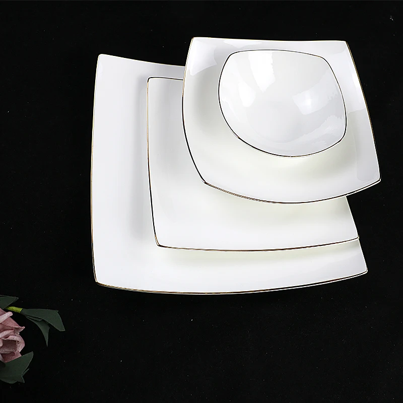 24pcs dinnerware set wholesale luxury porcelain tableware set dubai gold ceramic dinnerware wedding plates set