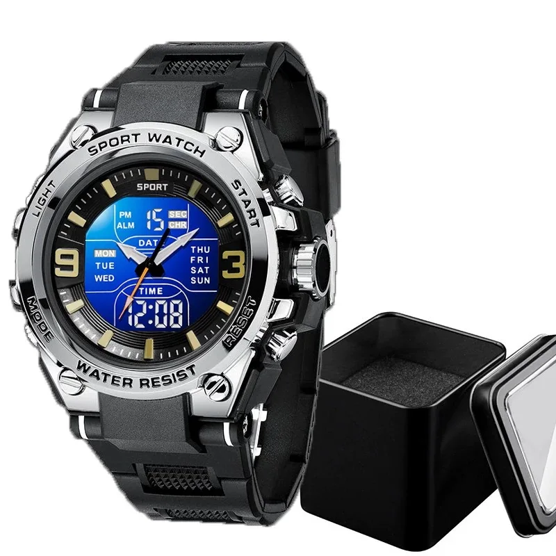 Fashion Style Waterproof Digital Mens Watches Led Wholesale Factory  multifunctional Wristwatch Sports men  watches Bring a box