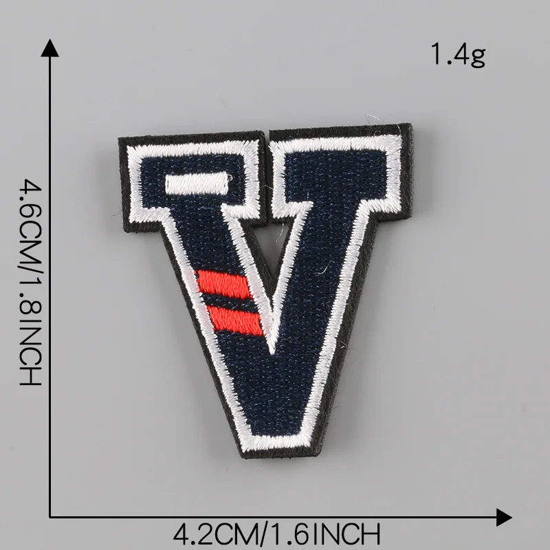 Low MOQ Stock 26 Alphabets Pearl  Self Adhesive Embroidery Cloth Patches  Iron On Chenille Letter Patches With Velcro