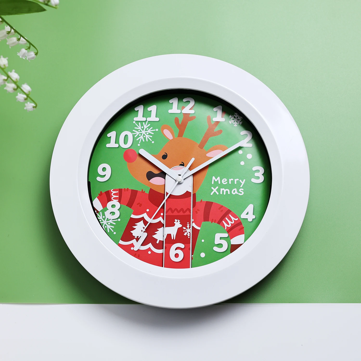 10 Inch Musical Christmas Wall Clock With Hourly Chime