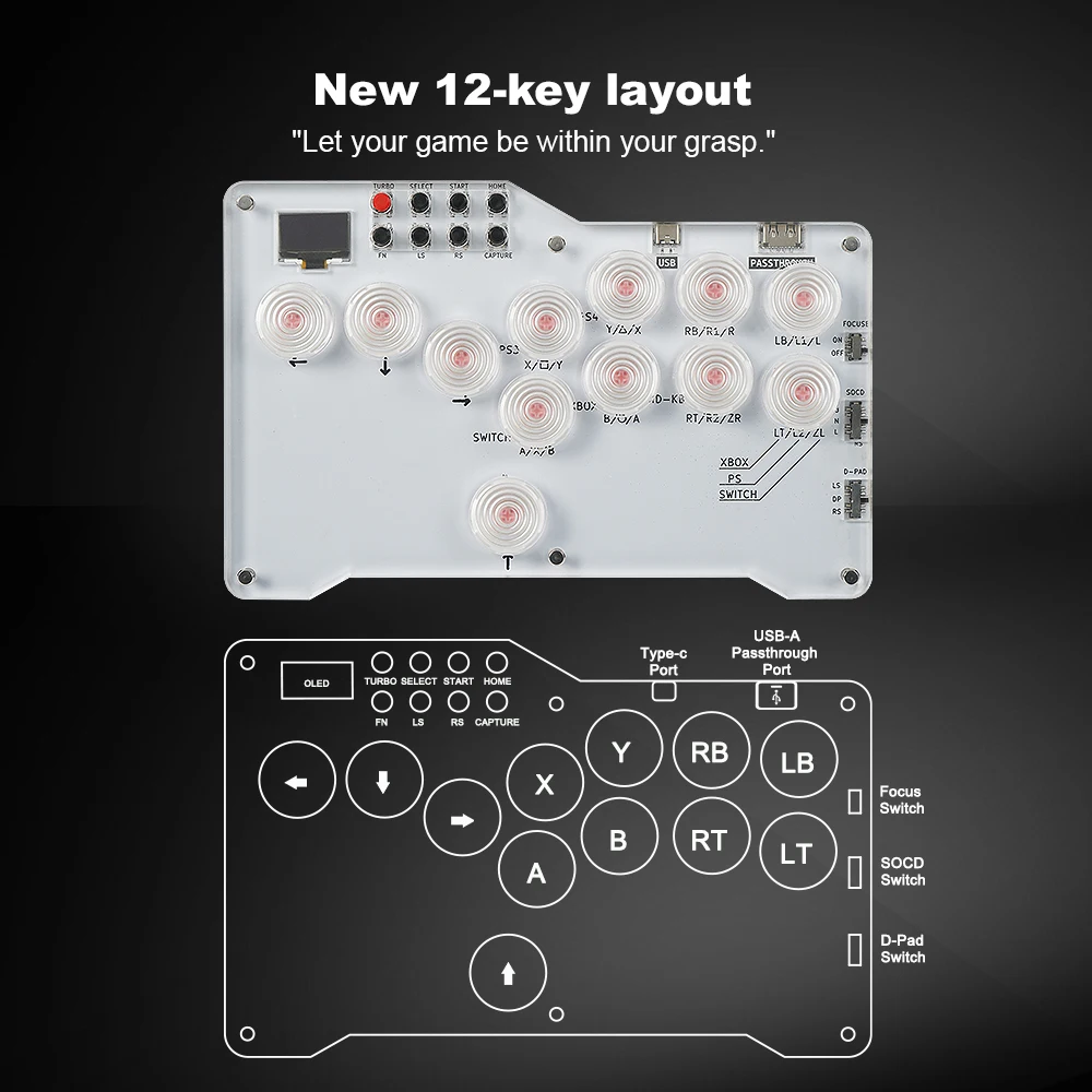 Flatbox Gamepad Pro Hitbox Arcade Stick For P5 Fighting Games Hot SWAP Cherry Switch Leverless Controller For PS4/PS3/NS/PC