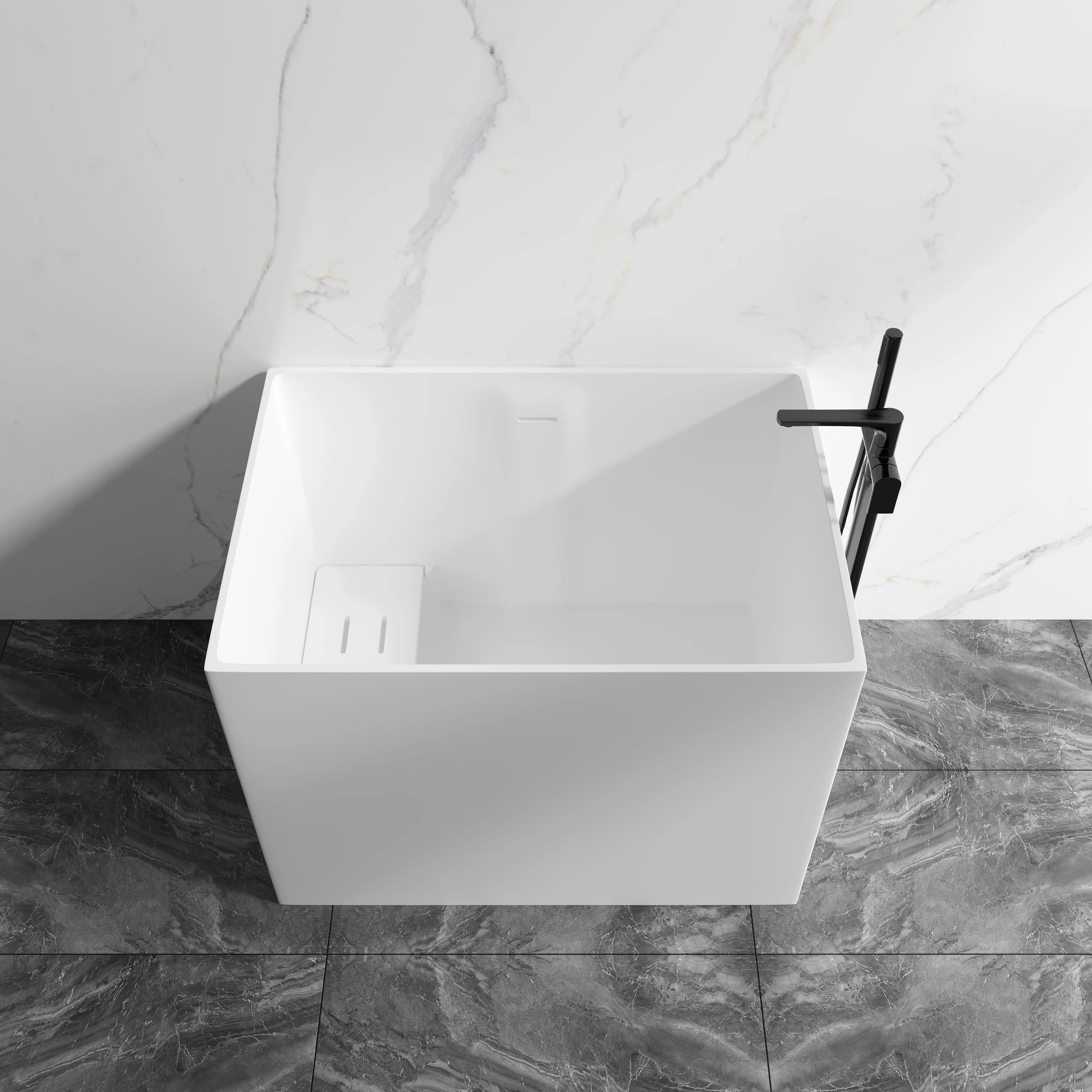 Durable Modern Design Acrylic Freestanding Bathtub Overflows with Drain for Soaking Bathtime Convenience in Bathrooms