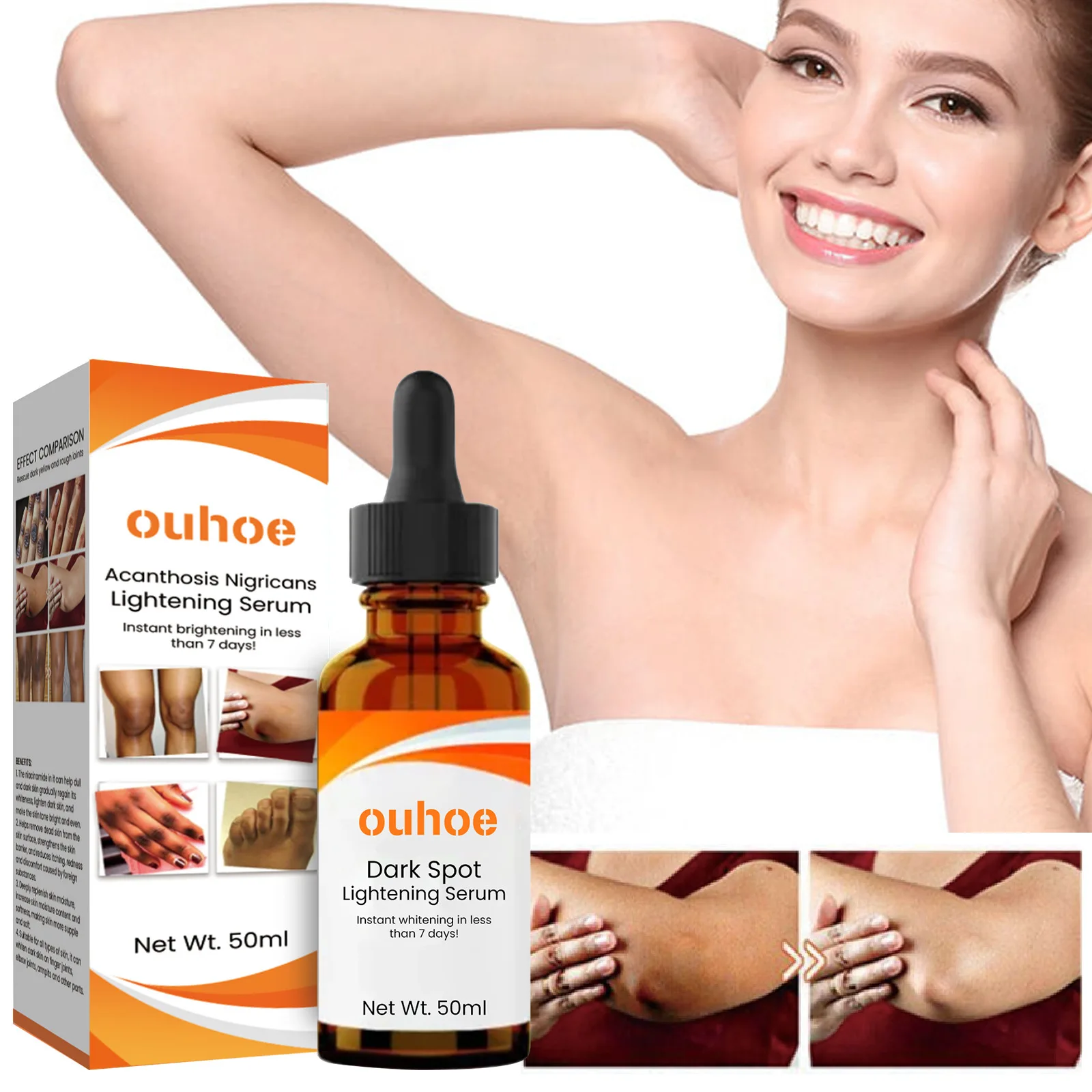 Fast Selling OUHOE Instant Body Whitening Serum Brightening Tone For Underarm Elbow Knee Joint