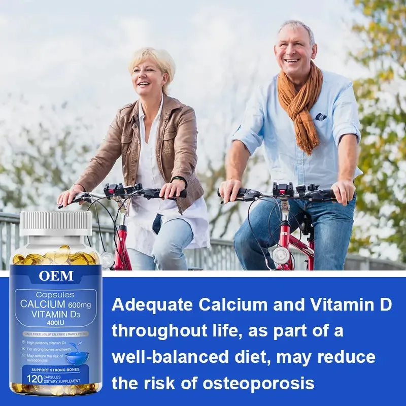 OEM/ODM/OBM Organic Calcium And Vitamin D3 Soft Capsules 400iu Bone Health & Immune Support Promoting Calcium Absorption