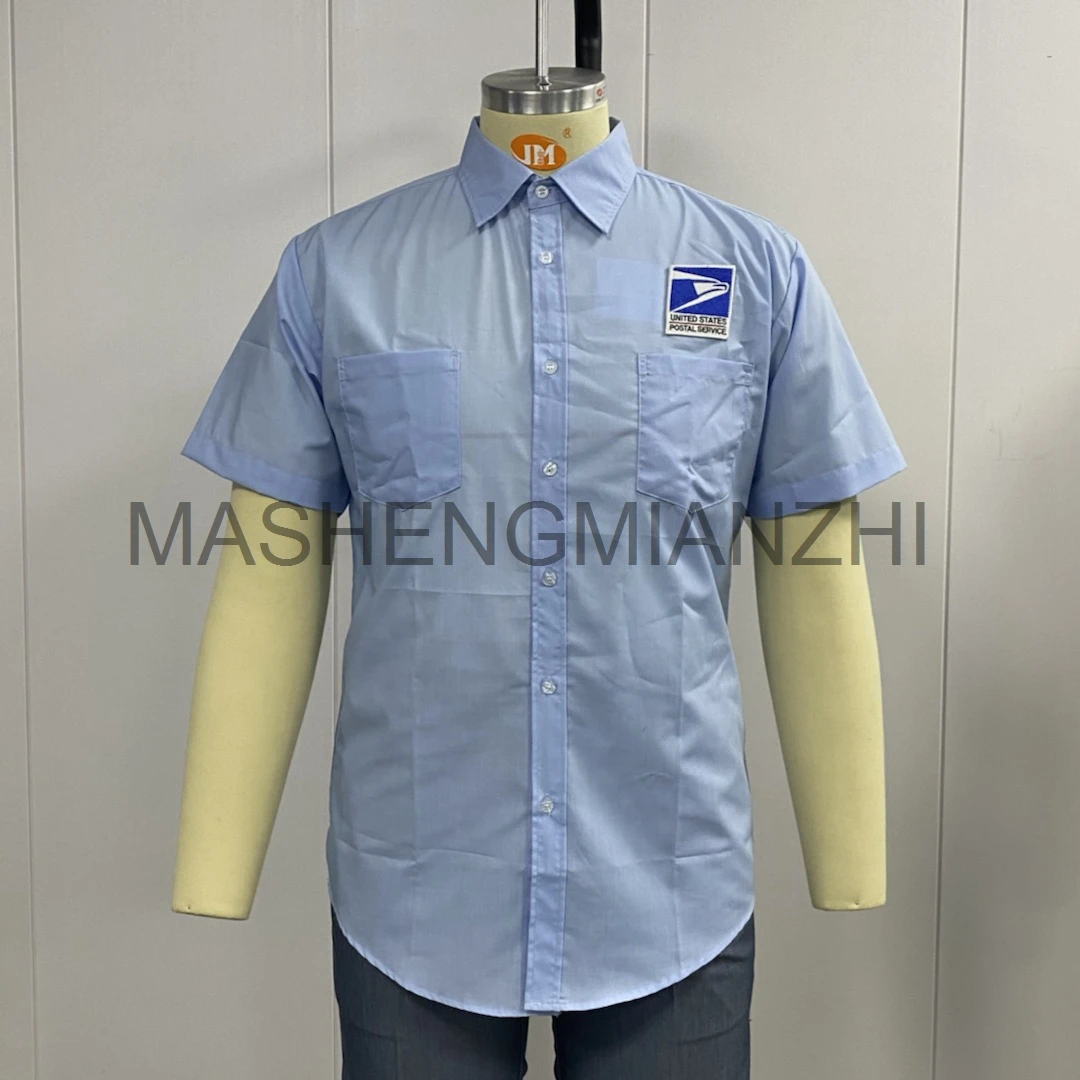 High End Light Blue Postman Costumes Uniform Custom Formal Working UPS Postal Uniform For Wholesale