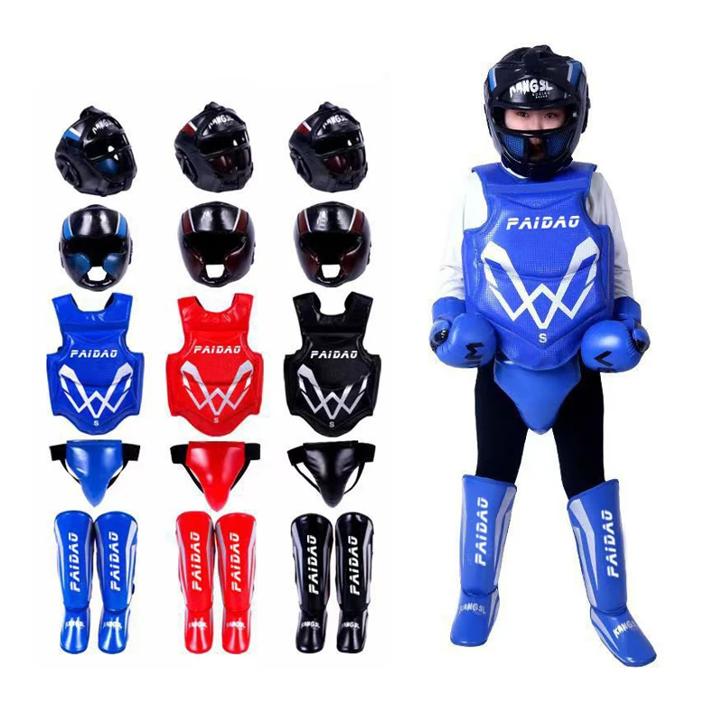 Taekwondo Protector Equipment Whole Sparring Gear Set with Head Guard Chest Protector Foot guard and Hand guard