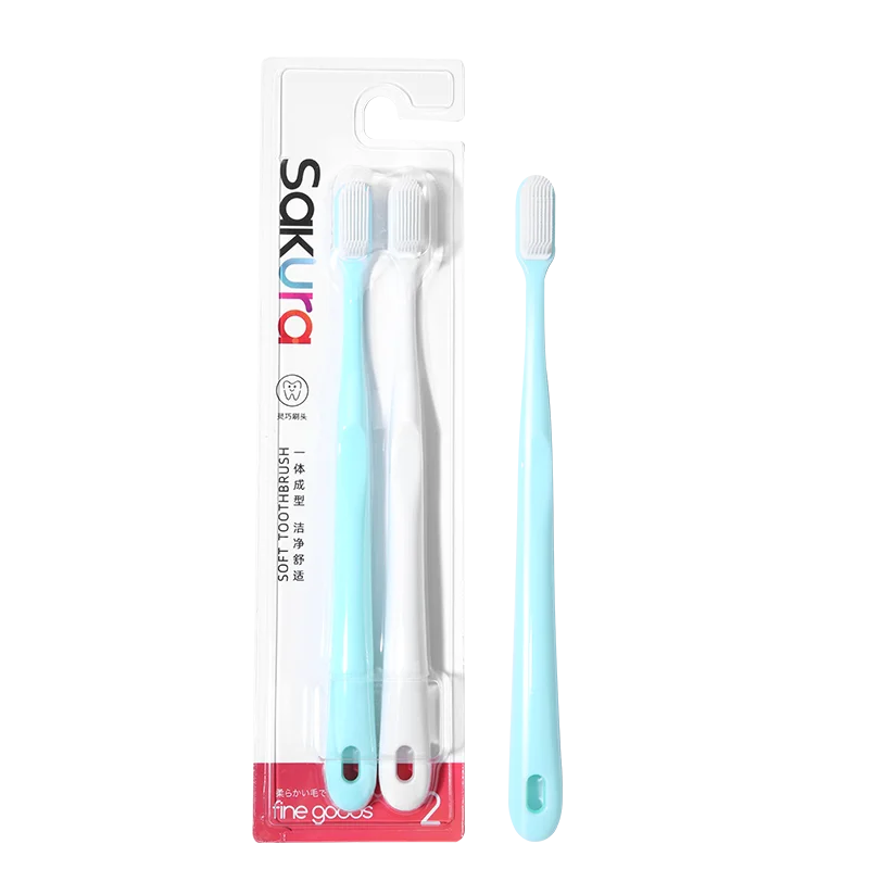 Super Fine Soft Hair Eco-Friendly Portable Oem Customized 2 Packs Super Ultra Soft Bristles Plastic Nano Toothbrush