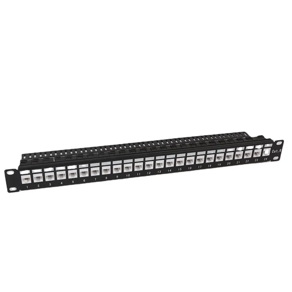 24 port Cat5e Cat6 UTP Keystone Jacks Blank Patch Panel Brackets cabinets Panel