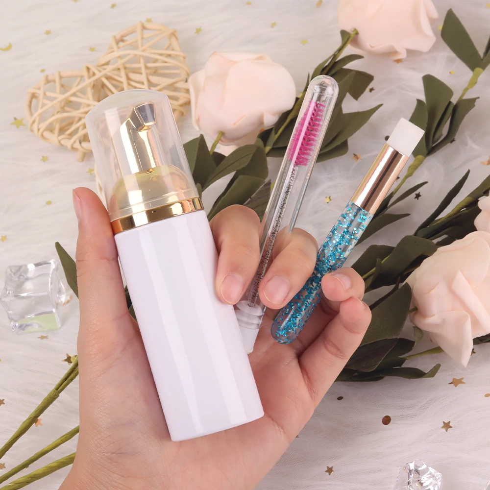 Private Label Mini Eyelash Lash Cleanser Shampoo Aftercare Kit Gentle Deep Remove Eyelash Cleansing Foam With Cleanser Brush