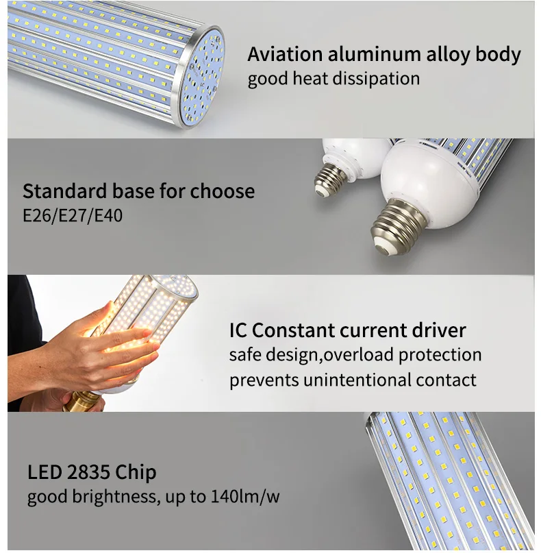 High Lumen Aluminum Alloy Led Street Light Bombillas Atmosphere Garden Art Gate Stick Light Lamp Road Path Corn Bulb E40 E27 40W