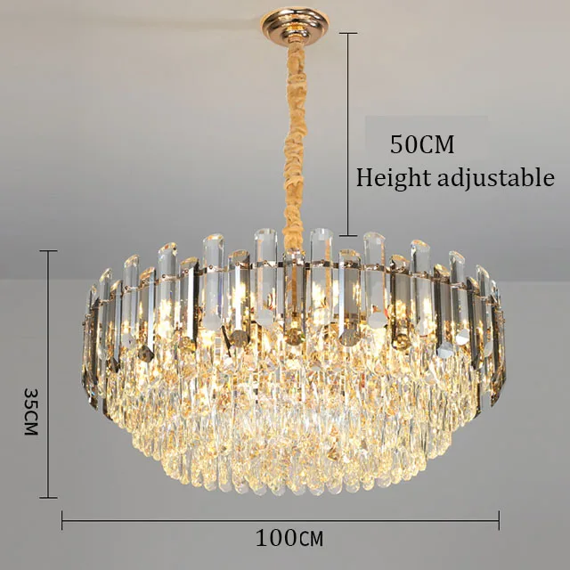 Modern Ceiling Decorative Lighting Fixture Luxury Indoor Round Hanging Led Crystal Chandelier