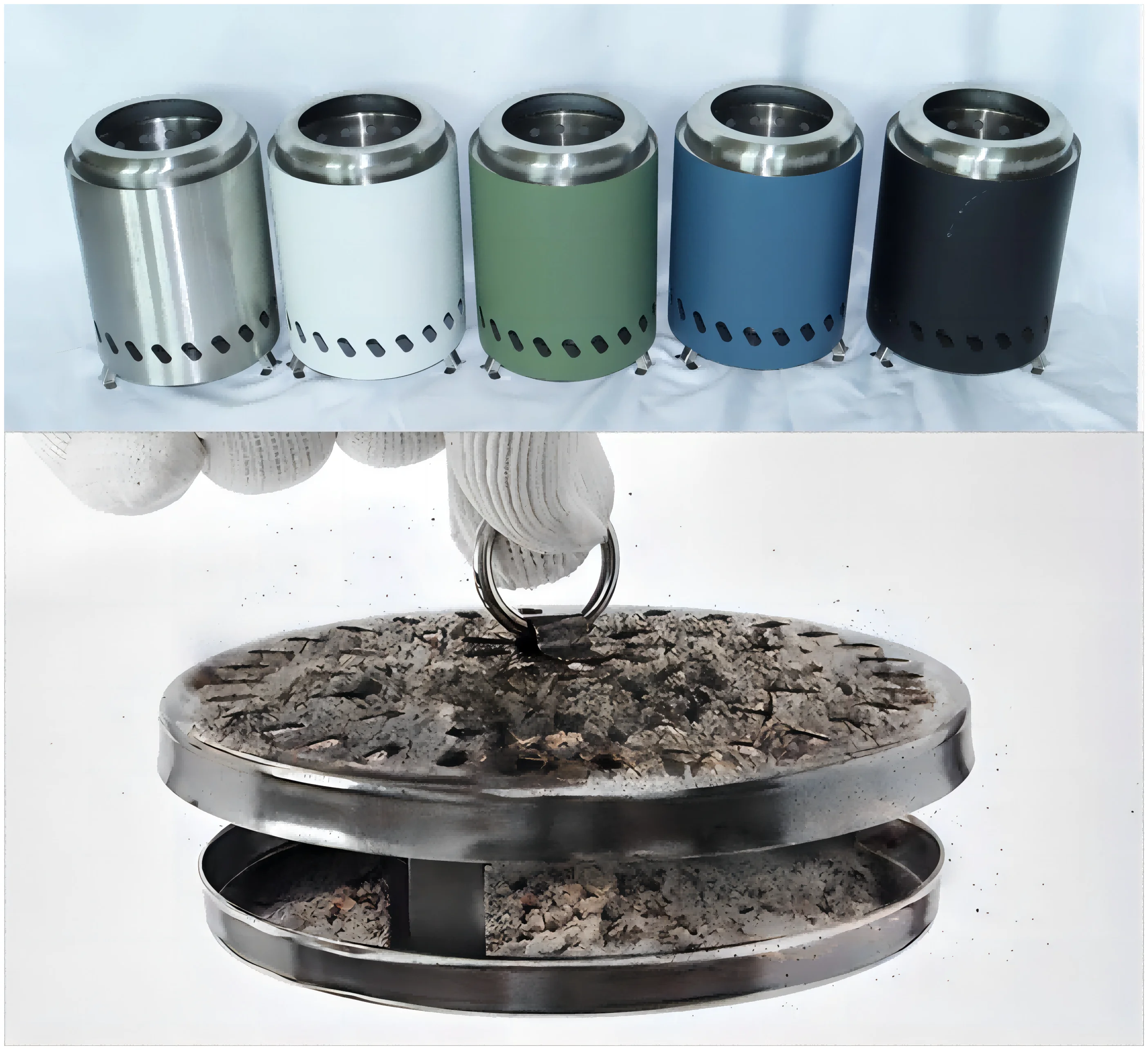 5' Painted Stainless Steel 304 Tabletop Fire Pit Outdoor Camping  Portable Wood Burning Heater Garden Patio BBQ  Barrel Stove