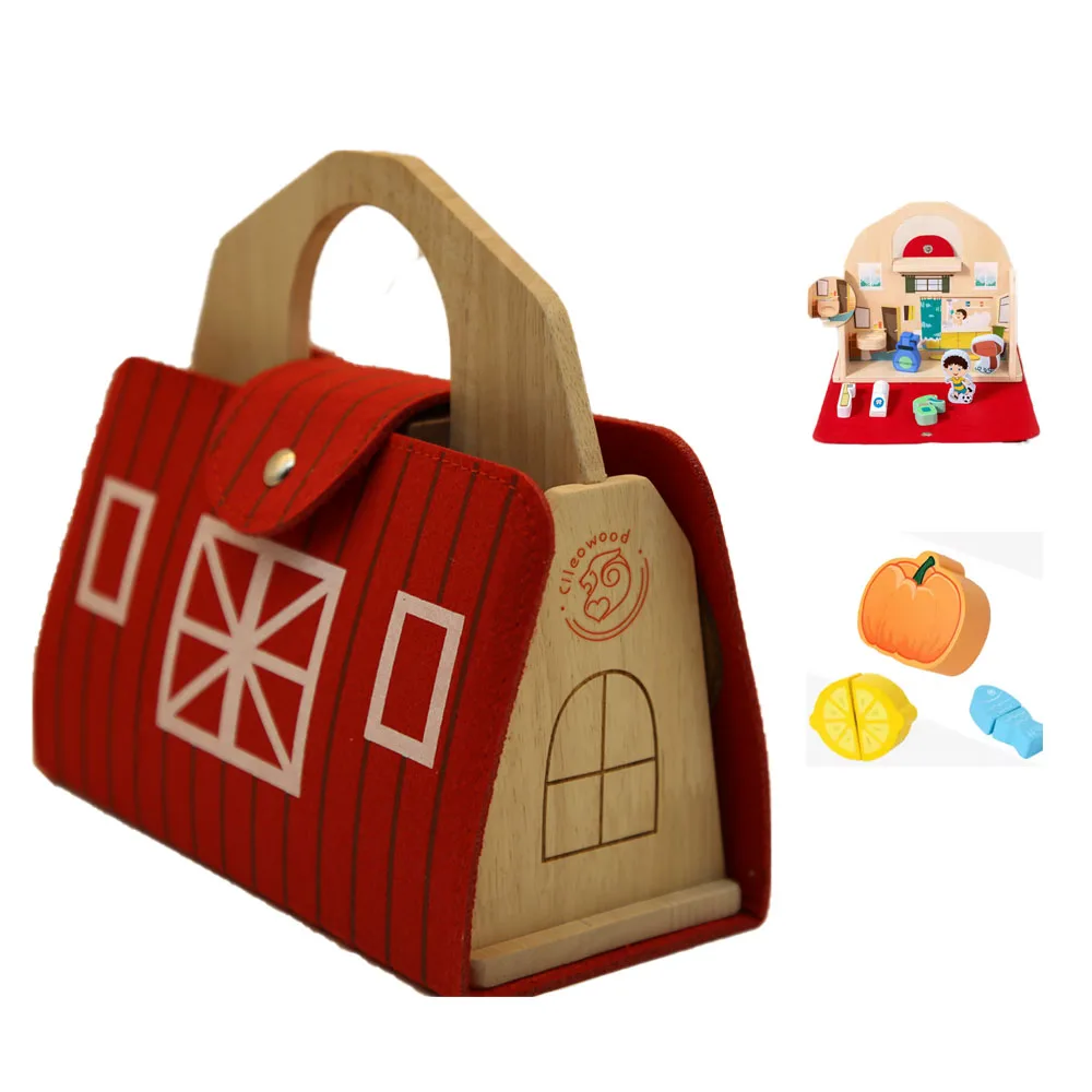 Wholesale Custom 2-in-1 Wooden Cutting Toy Early Education Pretend Play & Vegetables Baby Learning& Preschool Toy for Fruit