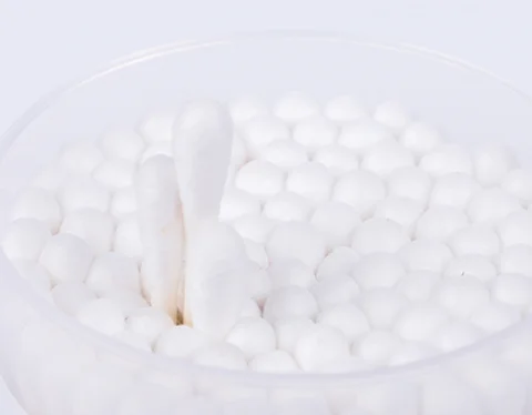 Hot sale Lanhine white cotton swab double round tip