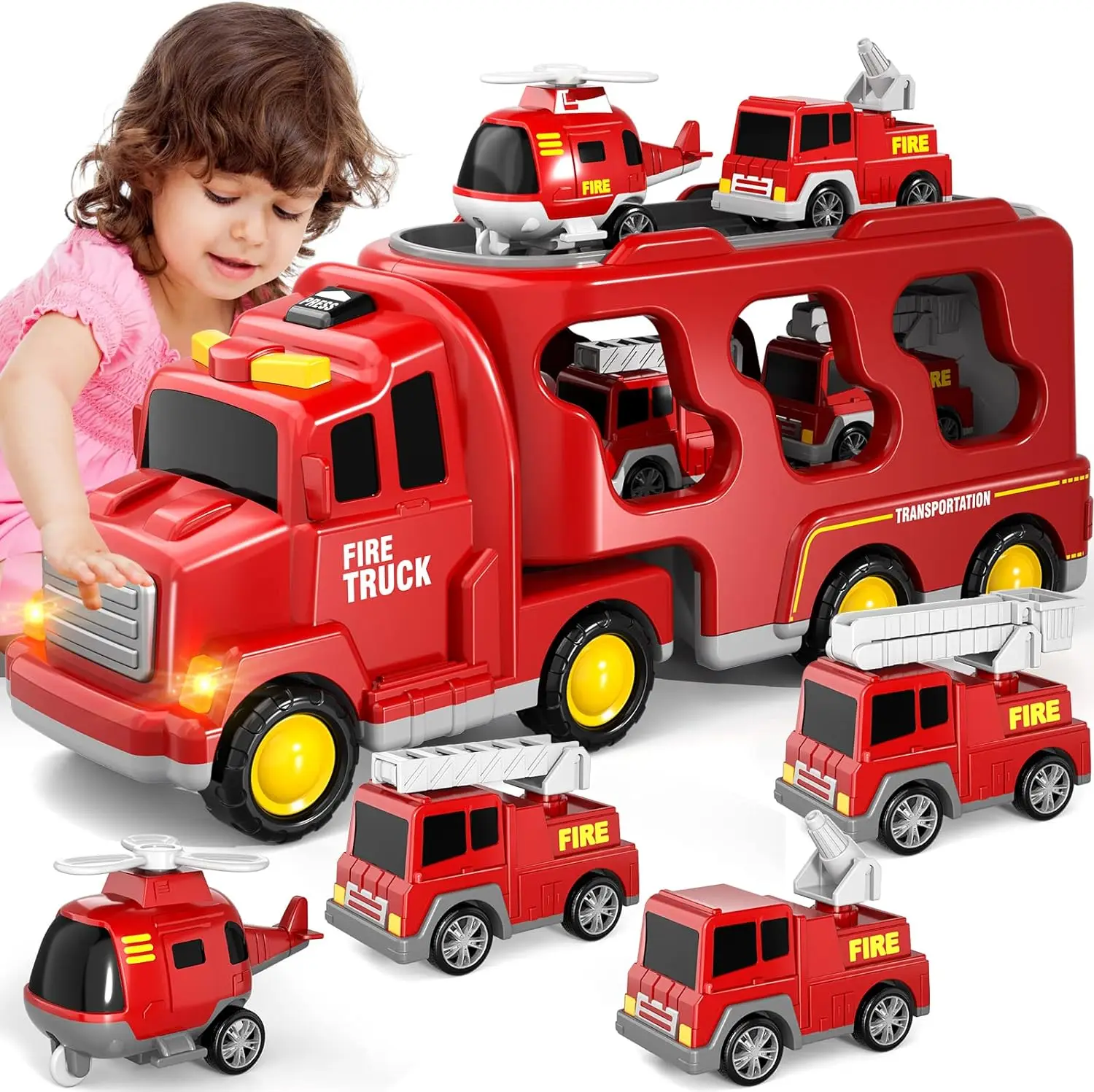 TEMI Truck Toys for 3 4 5 6 Year Olds Toy Car Christmas Birthday Gifts for Boys & Girls 3-5 Years Old