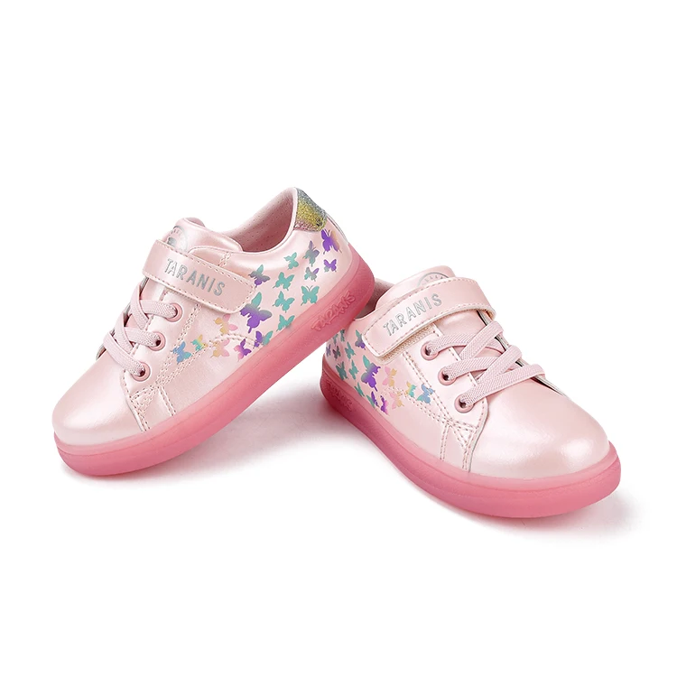 
Taranis spring new soft sole non-slip children board shoes girl pink butterfly transparent jelly sole shoes 