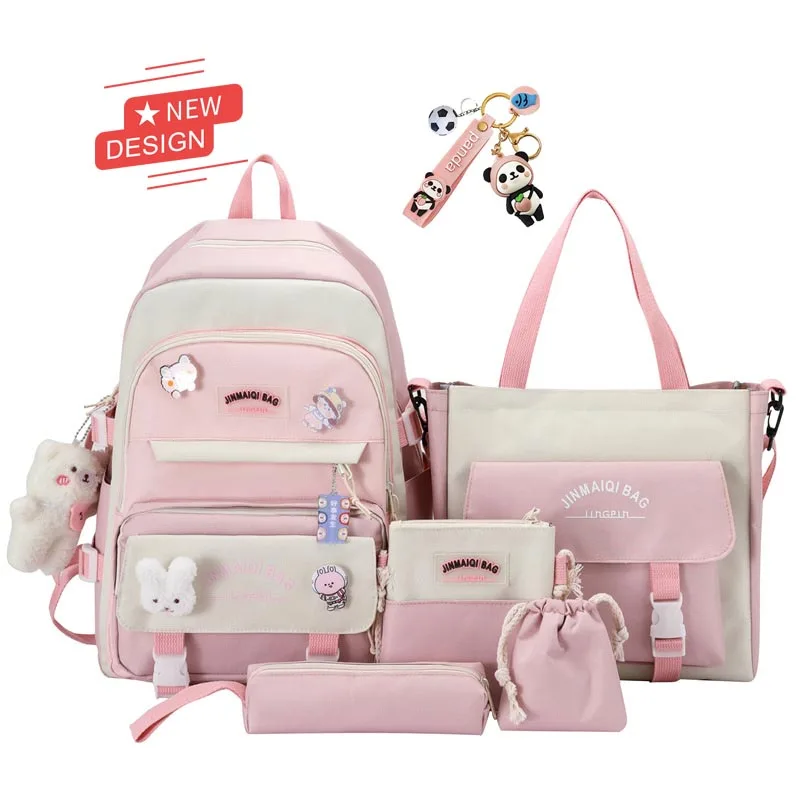 Custom School Backpack Sets 5 Sets For Teens Girls Backpack School Bags Handbag Shoulder Bag Pencil Case