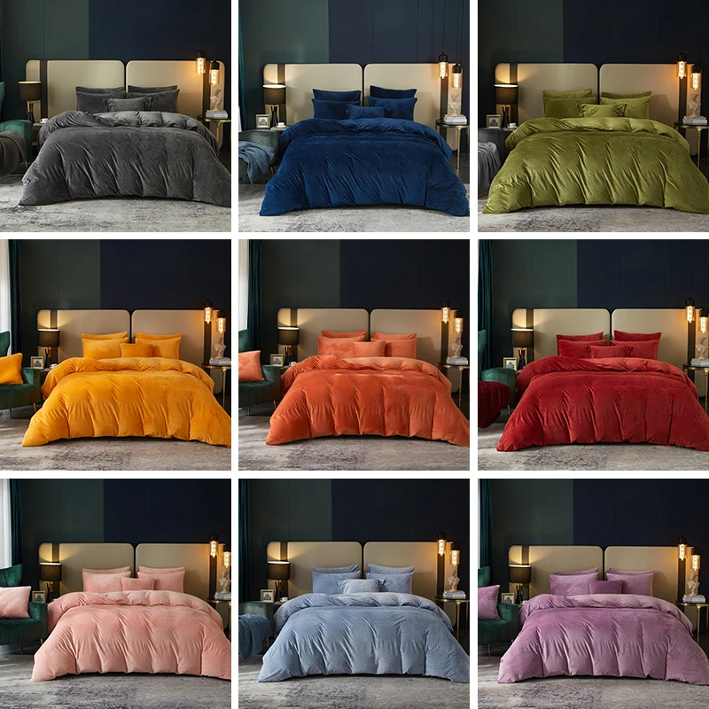 3 piece nature comforter sets  flannel velvet duvet cover set bedroom coral fleece bedding set