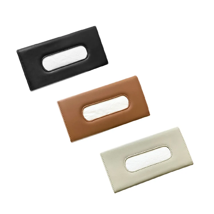 2021 Fashion Classical Leather Tissue Box Holder For Car Decoration Multi-purpose Car Storage Tissue Holder