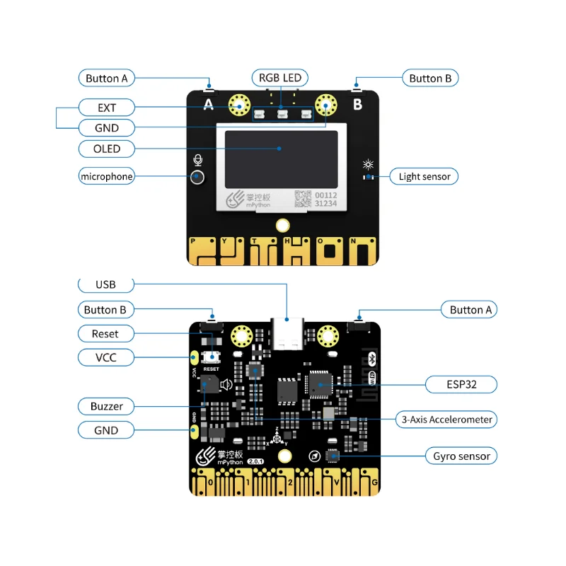 2021 Новое поступление IOT ESP32 mPython плата WiFi и BT комплект сенсорная Python образовательная micro bit