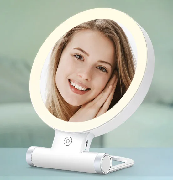 Wholesale 1X10X Led Double Side Table Mirror Makeup Mirror With Lights