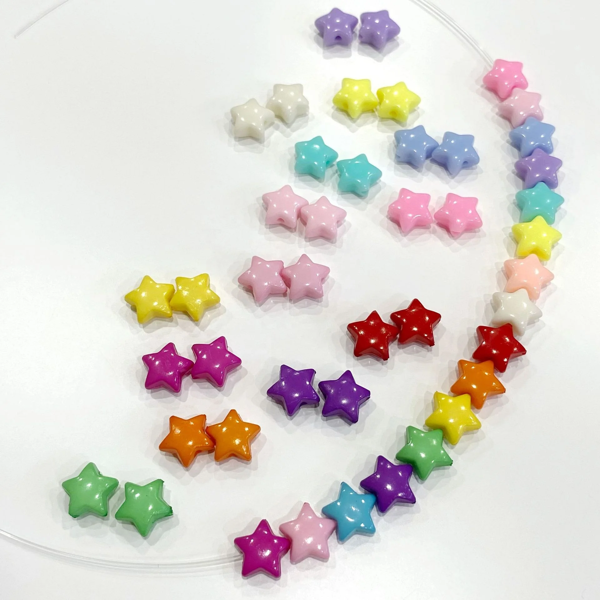 Wholesale Acrylic Plastic Candy Color Pony Beads Star Shaped Beads for Bracelets DIY Jewelry Making Accessories