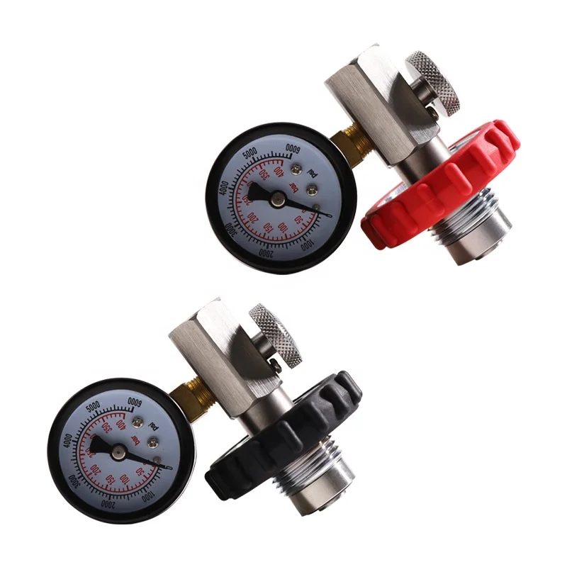 Paintball Air Gun Airsoft PCP HPA DIN G5/8-14 to 1/4NPT Scba Fill Station Charging Adapter Connector with 6000psi Gauge