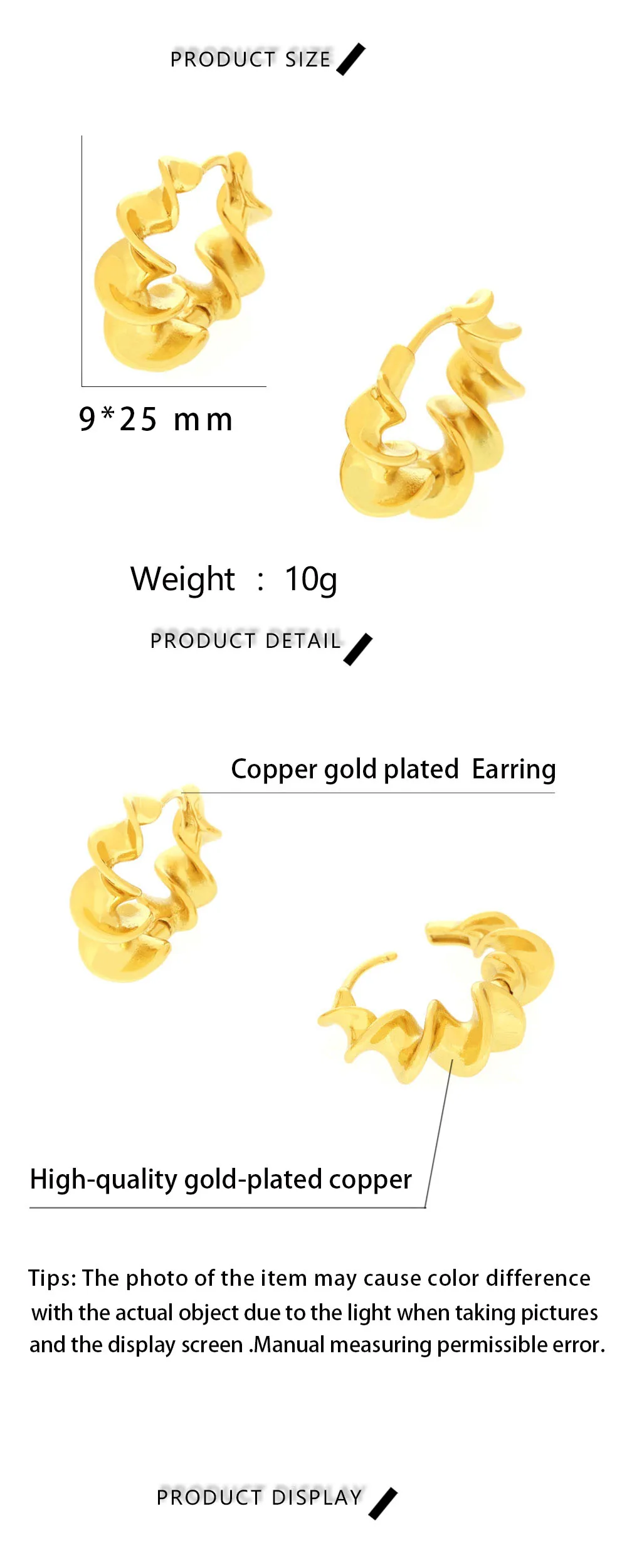 Creative Thread Design Irregular Twist Hoop Earrings Brass Gold Plated Piercing Earrings European And American Women Jewelry