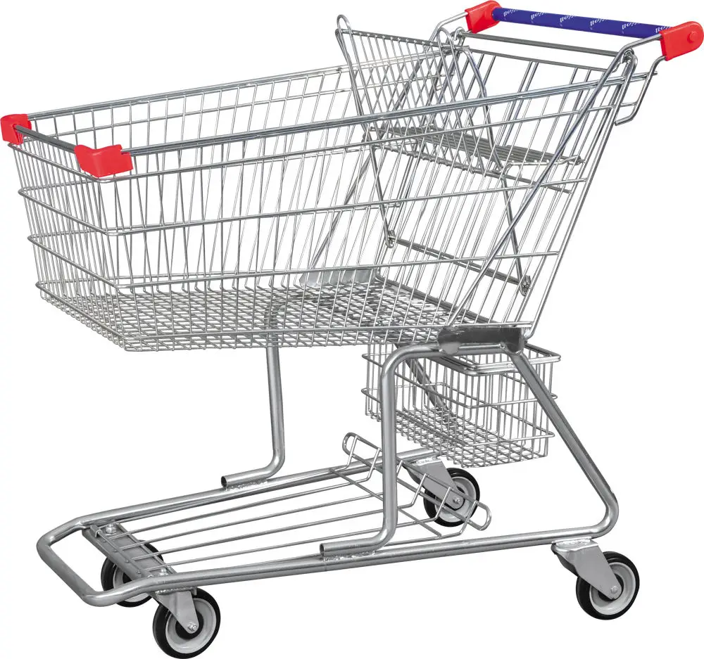 America-style Shopping Cart Large Size Supermarket Metal Cart Store Shopping Trolley with Seat