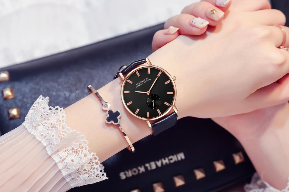 New women Luxury Brand quartz xfcs dw clock Ladies rose gold brown watches with Small second dial wrok