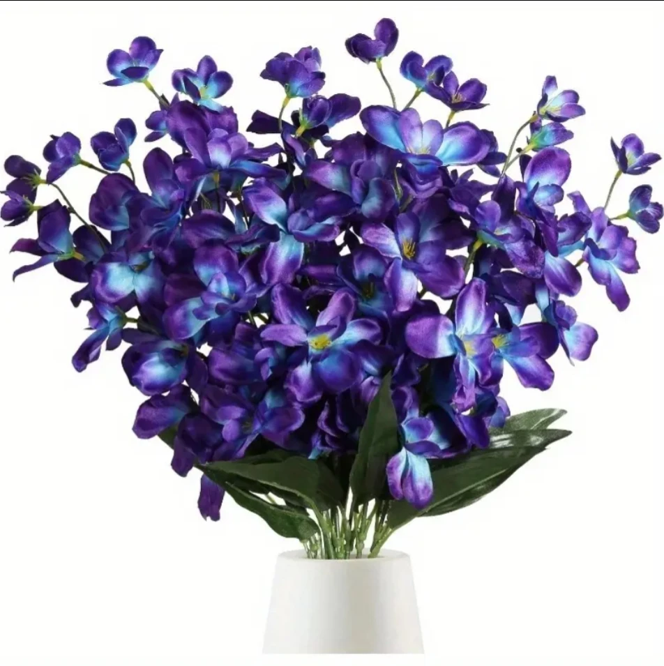 Turquoise Silk Artificial Orchid Stems for Wedding Bridal Bouquet Boutonniere Wreath & Table Centerpiece Decor