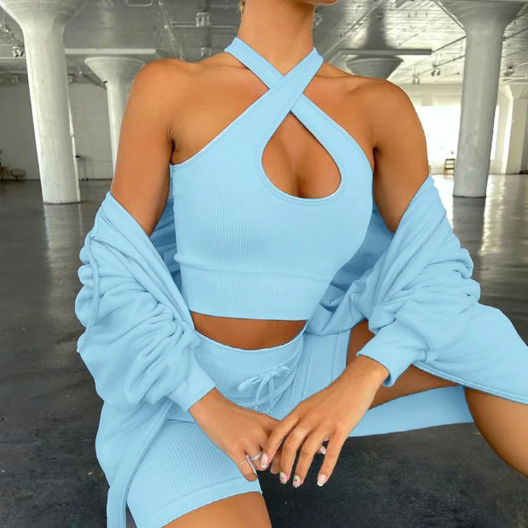 2021 бесшовный вязаный ребристый спортивный бюстгальтер для йоги