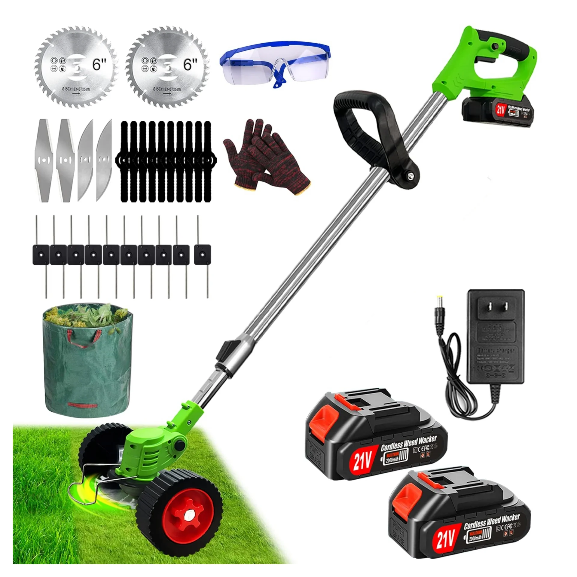 21V Electric Battery Powered Brush Grass Cutter Weed Cutter String Trimmer for Garden