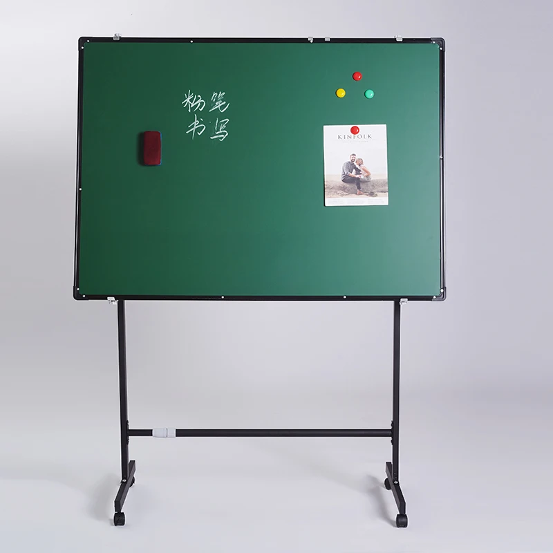 Magnetic double-sided portable removable blackboard with roller bracket