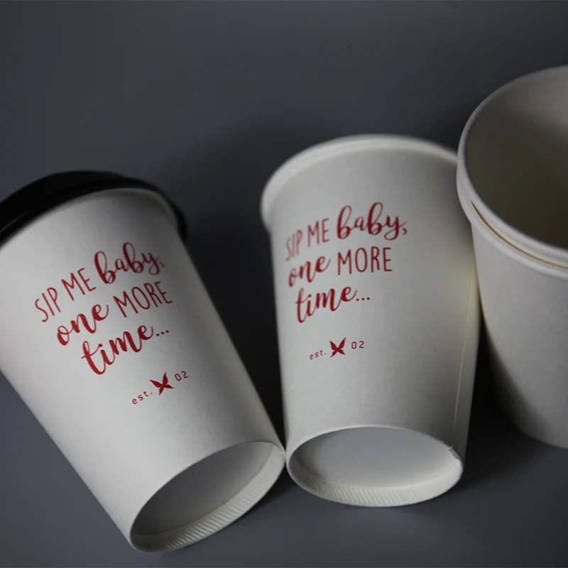 Disposable Double Wall Custom Logo Printed Paper Cups Plastic Free 12 oz biodegradable coffee cups paper cup
