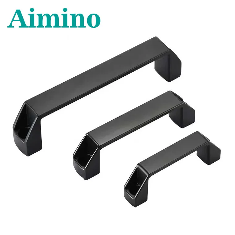 AIMINO Industrial Pull Handle Black Plastic Nylon T Slot Door Box Side Handle for Aluminum Extrusion Profile