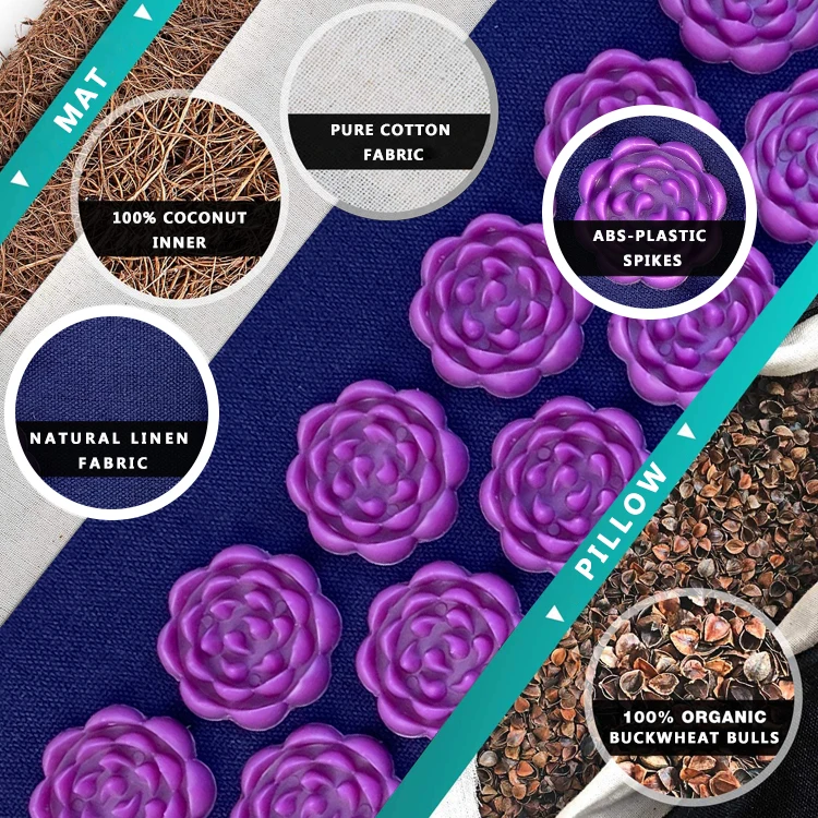 Factory Direct Natural Linen Eco Accupressure Mat Acupuncture Massage Mat and Pillow Set