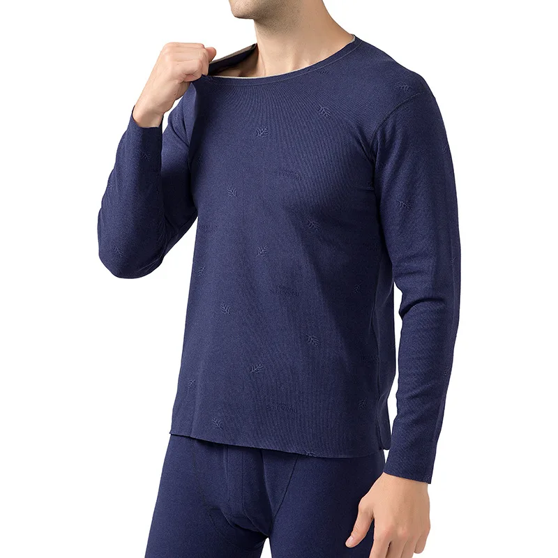 Autumn Winter Jacquard Cashmere Thick Thermal Tops Pants Set Elastic Fabric Thermal Underwear Slim Fit Fleece Long Johns for Men