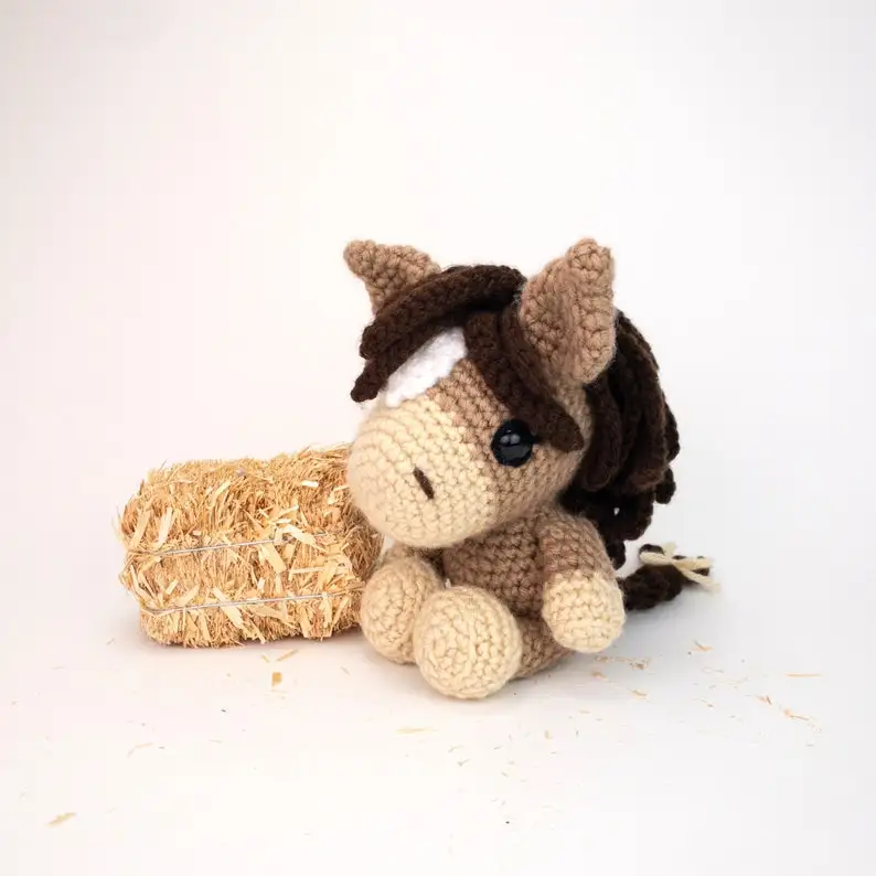 Crochet Baby Tiny Toys Knit Stuffed Handmade Farm Animals Amigurumi Horse Crochet Horse