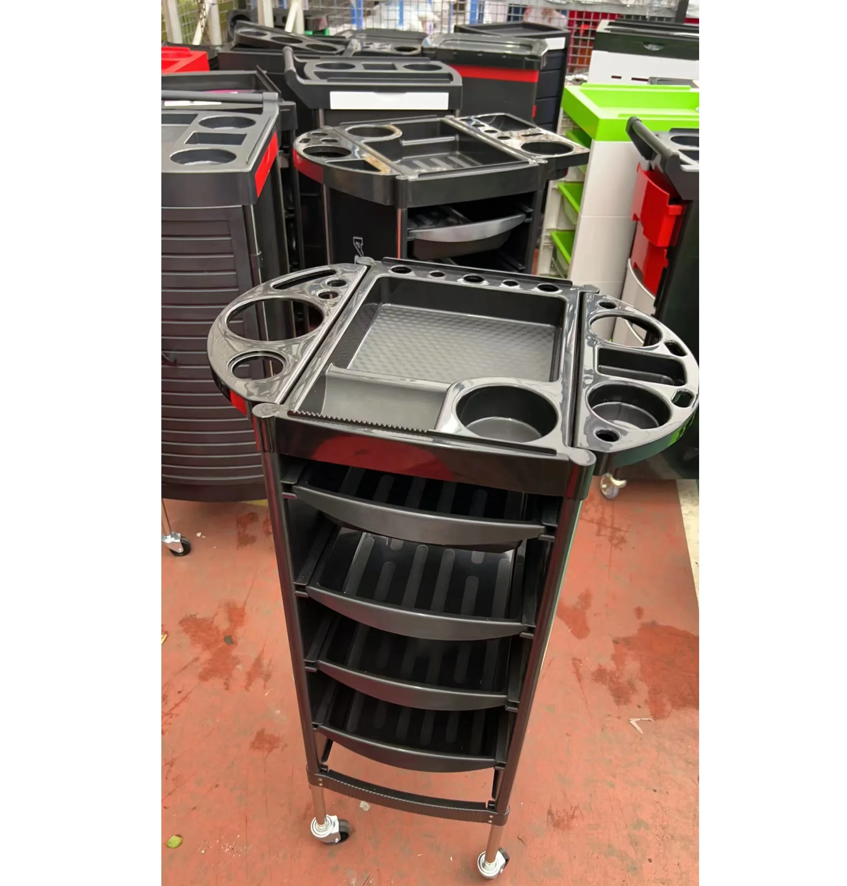 Factory Price Salon Trolley Hair Barber Shop Trolley three Layer Black Hairdressing  Trolley