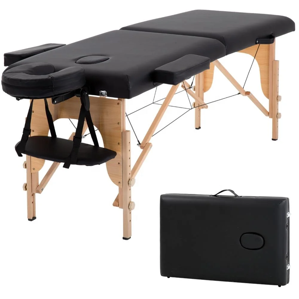 
Deluxe Wooden Salon Massage Bed Two Section Massage Table with Carry Bag 