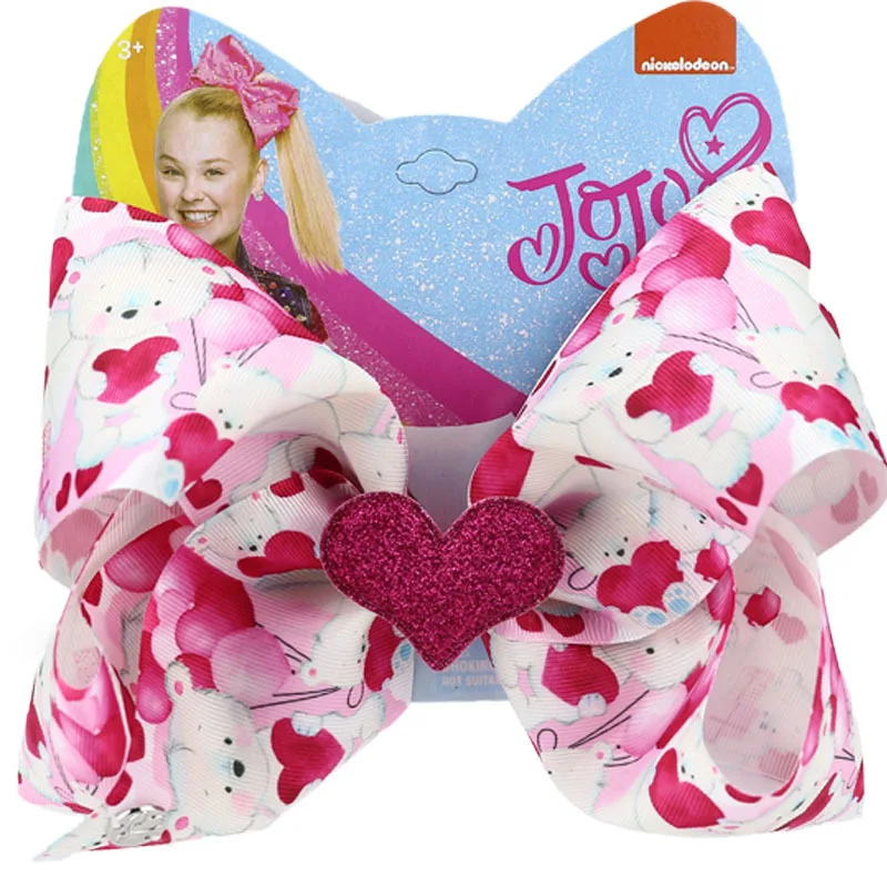 High quality Siwa Hair Bows Girl Bow Hair Clip heart jojo Ribbon bow with clip