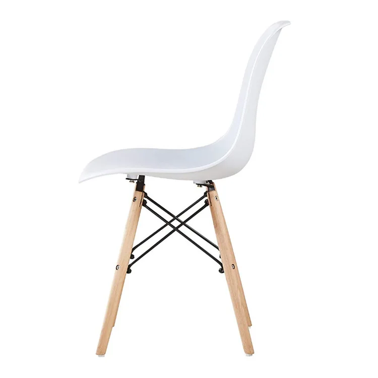 Wholesale home living dining room restaurant plastic chair with solid wood legs
